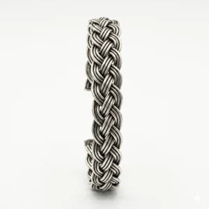 925 silver braided chain statement bracelet