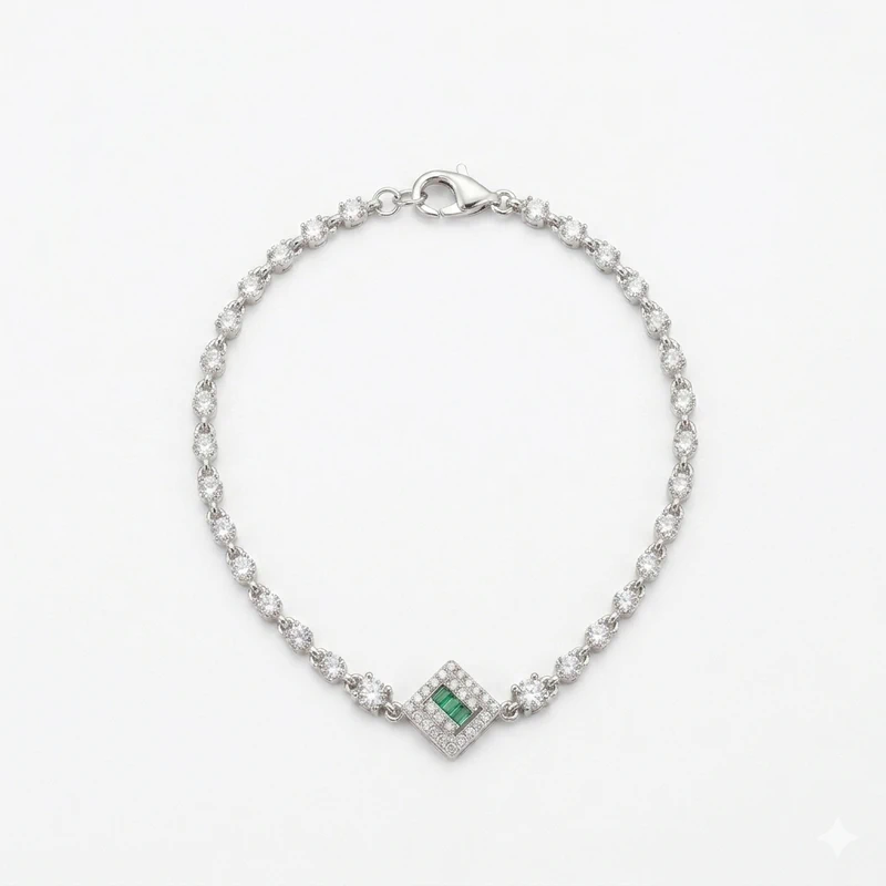 925 silver green stone tennis bracelet 925 silver green stone tennis bracelet