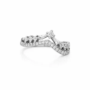 925 silver curved zircon cluster ring