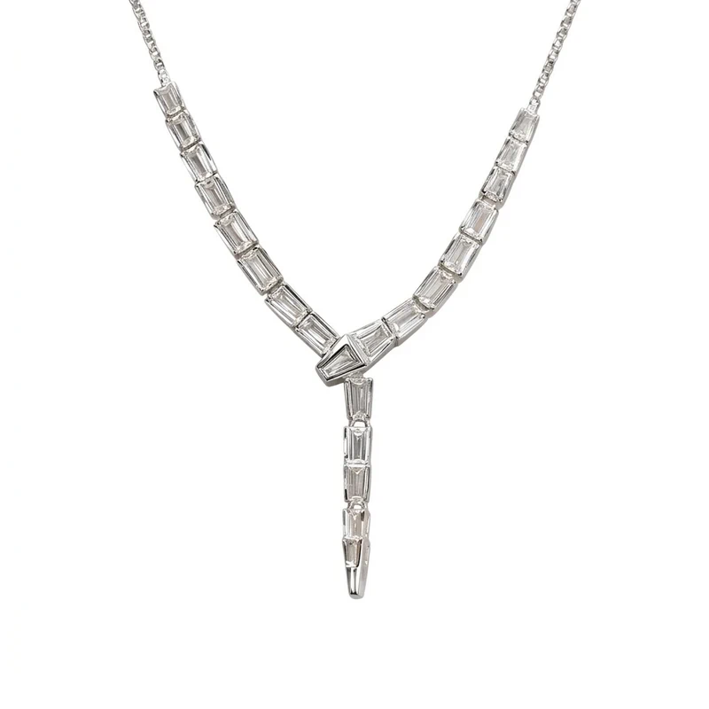 925 sterling silver baguette zircon y necklace 925 sterling silver baguette zircon y necklace