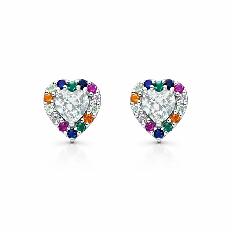 925 silver rainbow heart zircon stud earrings 925 silver rainbow heart zircon stud earrings
