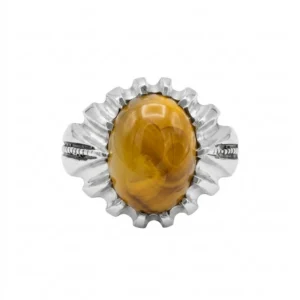 925 silver golden amber vintage statement ring