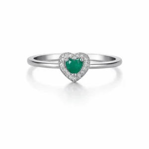 925 silver green heart zircon halo ring