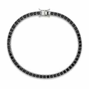 925 silver black zircon square tennis bracelet
