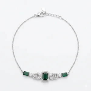 925 silver emerald green zircon bracelet