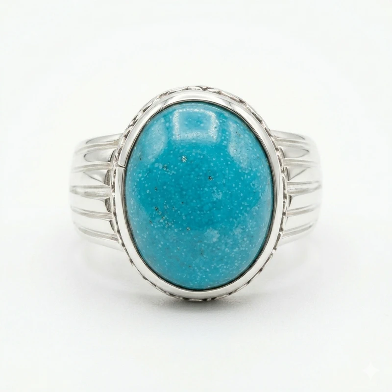 925 silver turquoise stone statement ring (فيروز) 925 silver turquoise stone statement ring (فيروز)