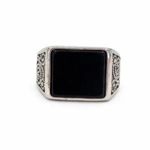 925 silver black onyx square signet ring