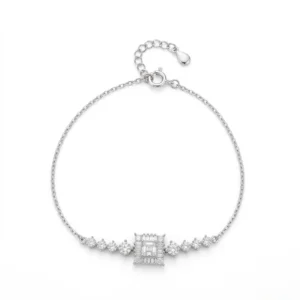 925 silver square halo zircon bracelet
