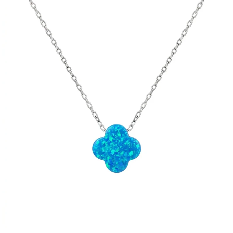 925 silver blue opal clover necklace 925 silver blue opal clover necklace