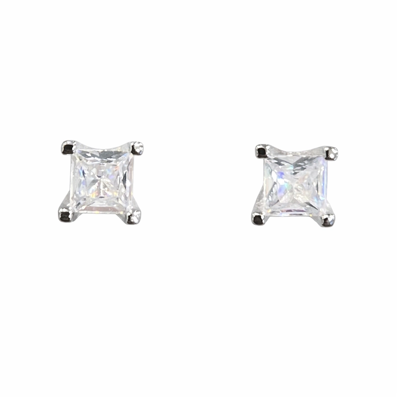 925 silver square zircon stud earrings 925 silver square zircon stud earrings