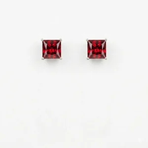 925 silver square zircon stud earrings