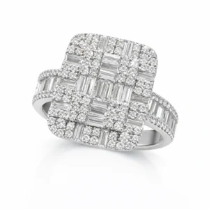 925 silver square cluster zircon statement ring