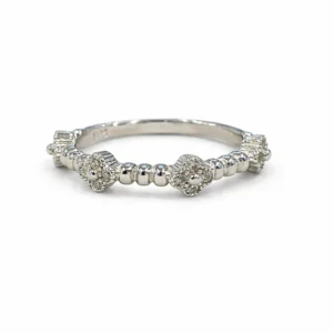 925 silver beaded zircon accent ring