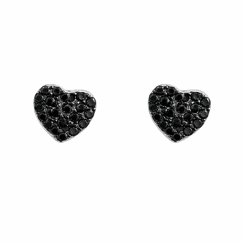 925 silver black heart zircon stud earrings 925 silver black heart zircon stud earrings