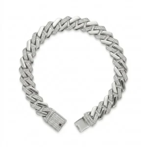 925 silver iced cuban link statement bracelet