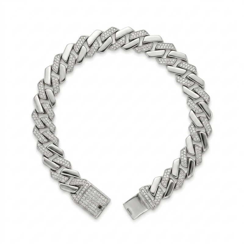 925 silver iced cuban link statement bracelet 925 silver iced cuban link statement bracelet