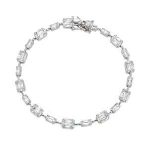 925 silver emerald cut zircon link bracelet