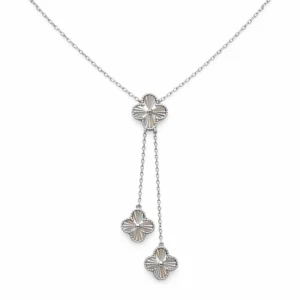 925 silver clover drop necklace