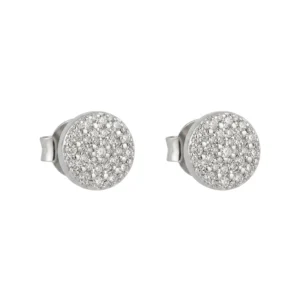 925 silver pavé round zircon stud earrings