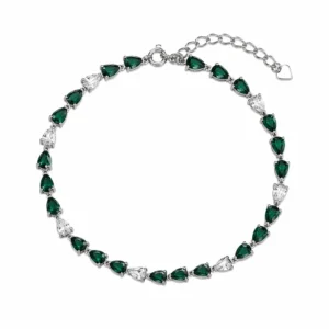 925 silver pear cut green zircon tennis bracelet