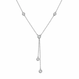 925 silver bezel set drop necklace with cz stones