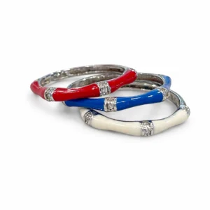 925 silver color enamel bamboo stackable rings set