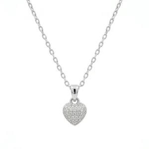 925 sterling silver pave heart necklace