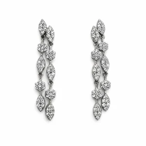 925 silver multi link zircon drop earrings