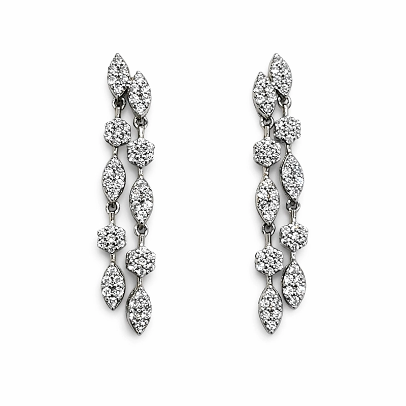 925 silver multi link zircon drop earrings 925 silver multi link zircon drop earrings