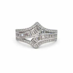 925 silver wave baguette zircon band ring