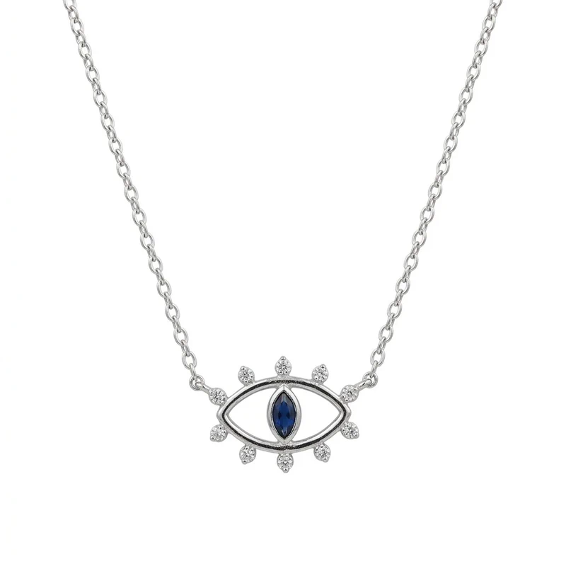 925 sterling silver blue evil eye necklace with zircon 925 sterling silver blue evil eye necklace with zircon