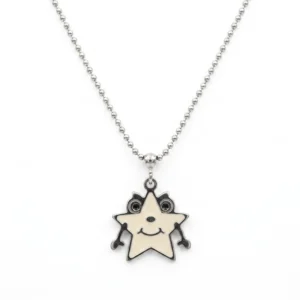 925 silver cute star face charm necklace
