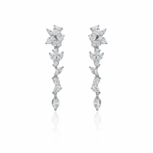 925 silver floral zircon drop earrings