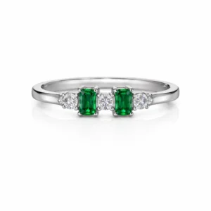 925 silver green zircon trio ring