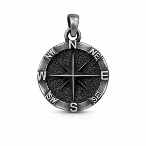 925 silver vintage compass pendant