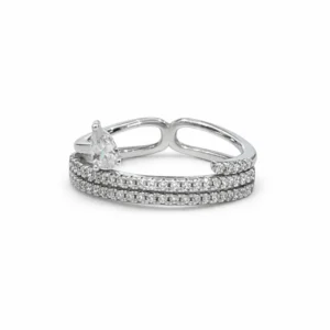 925 silver pear zircon double band wrap ring