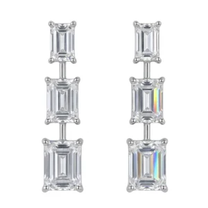 925 silver triple drop zircon earrings