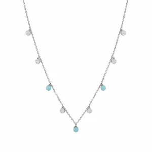 925 sterling silver turquoise & zircon station necklace