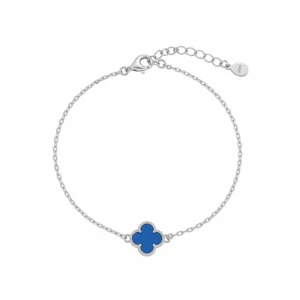925 silver blue clover charm bracelet