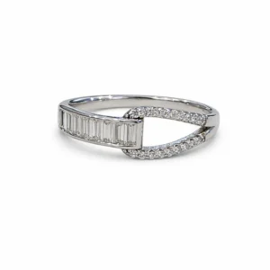 925 silver baguette zircon open band ring