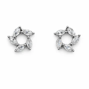 925 silver marquise zircon circle stud earrings