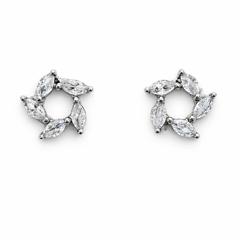 925 silver marquise zircon circle stud earrings 925 silver marquise zircon circle stud earrings