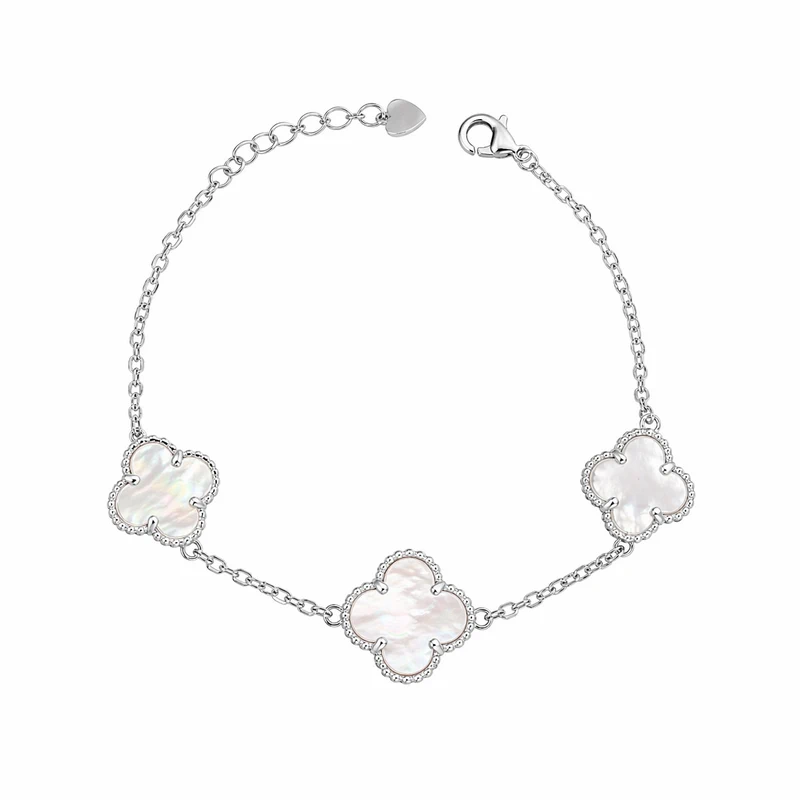 925 silver mother of pearl clover station bracelet 925 silver mother of pearl clover station bracelet