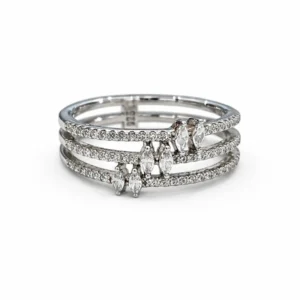 925 silver triple band marquise zircon ring
