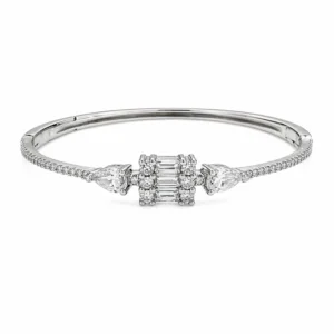 925 silver baguette & pear accent bangle