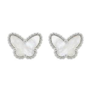 925 silver butterfly white stone stud earrings