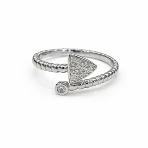 925 silver triangle zircon open wrap ring
