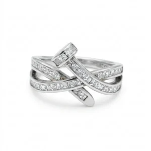 925 silver crisscross zircon multi band ring