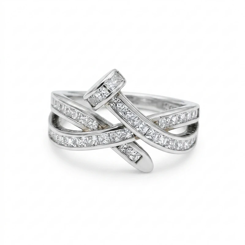 925 silver crisscross zircon multi band ring 925 silver crisscross zircon multi band ring