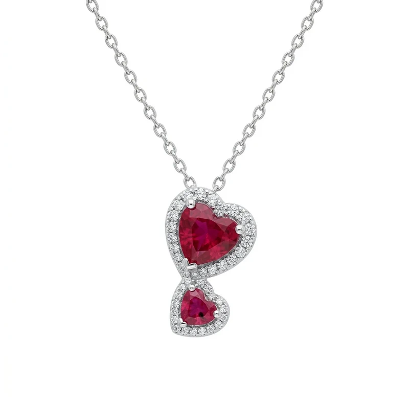 925 sterling silver double heart stone necklace 925 sterling silver double heart stone necklace